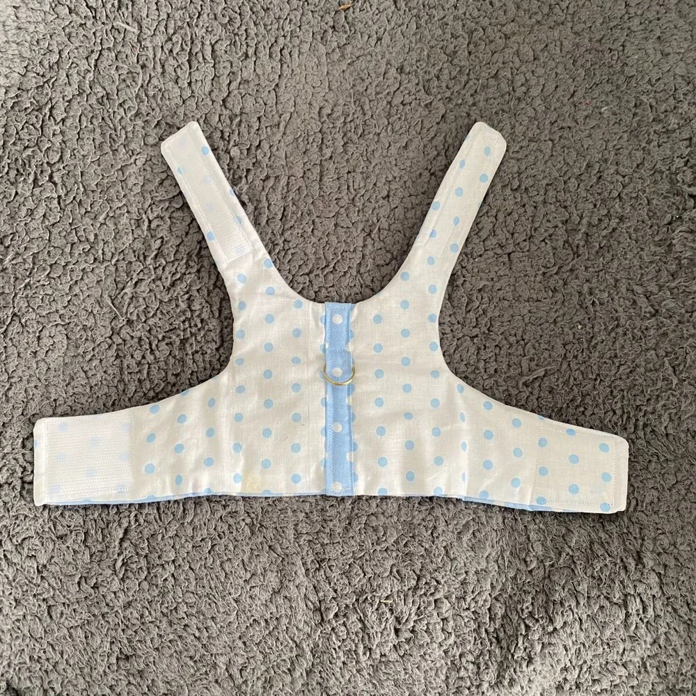 NEW- SMALL DOG HARNESS BABY BLUE REVERSIBLE - HANDMADE